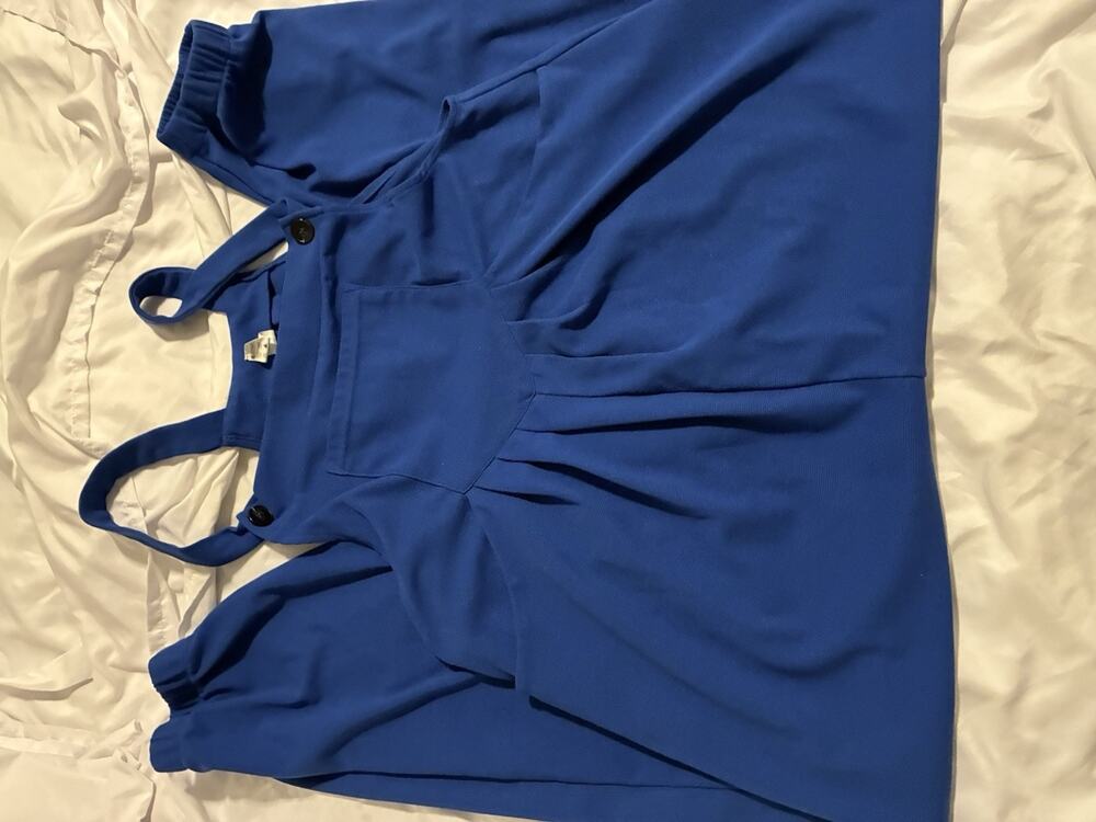 Halara Blue Overall Jumpsuit Baggy Fit Jogger SzM Adj Straps Stretch Poly EUC